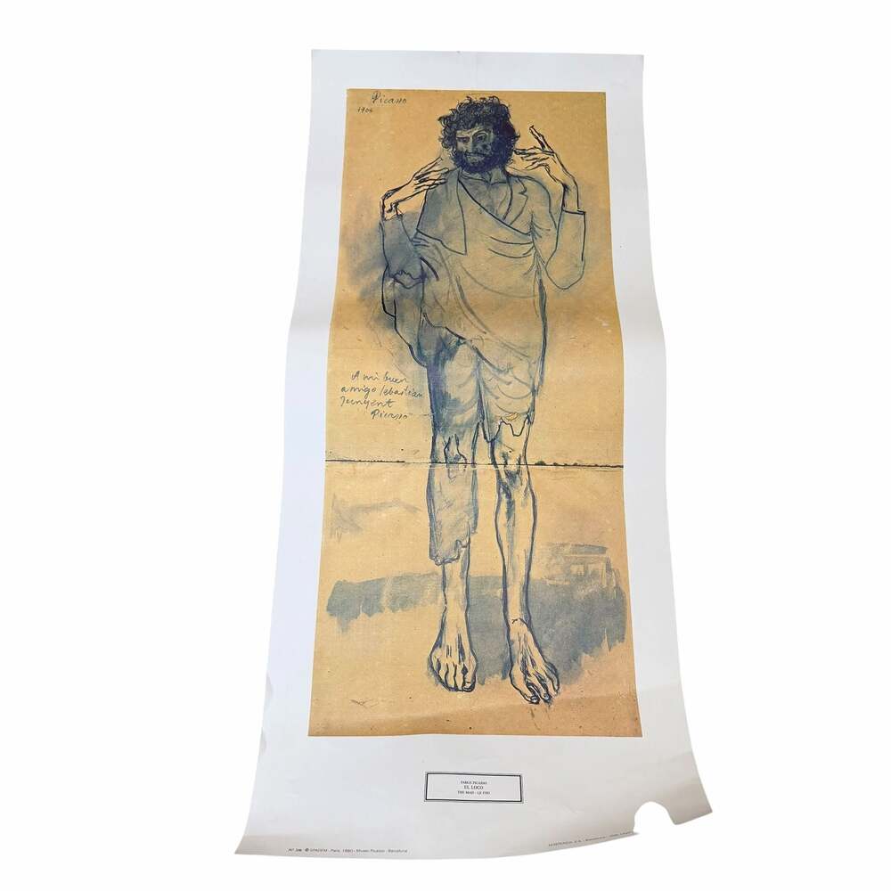 Vintage 1980 Pablo Picasso El Loco The Mad Art Print Poster